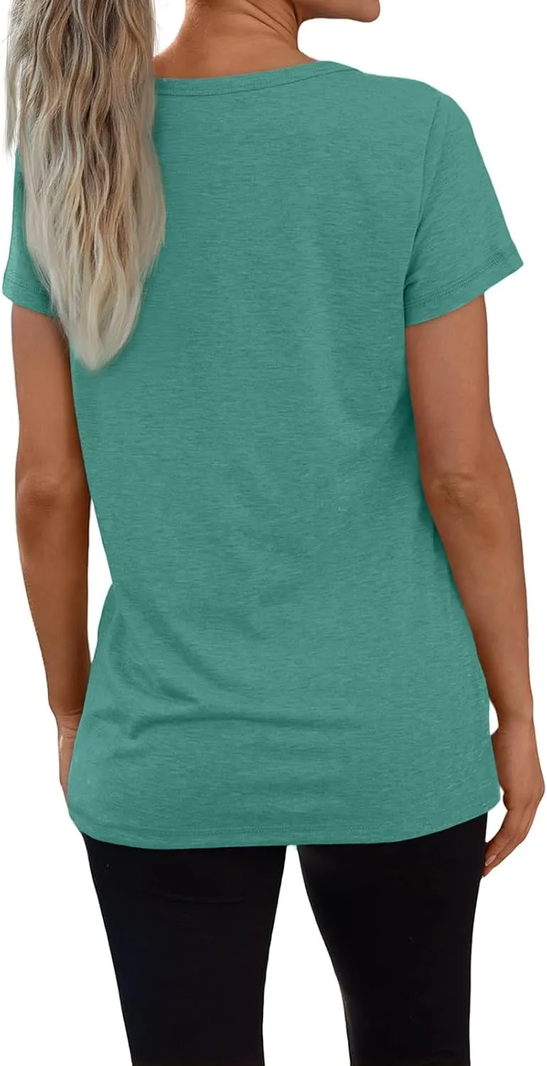 3 Pack V Neck T Shirts for Women Short Sleeve Tshirts Summer Casual Tops Loose Fit Basic Tees