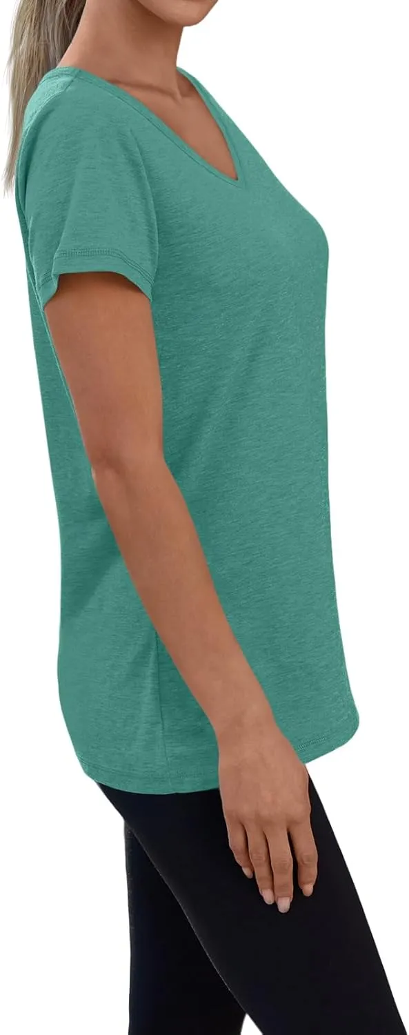 3 Pack V Neck T Shirts for Women Short Sleeve Tshirts Summer Casual Tops Loose Fit Basic Tees