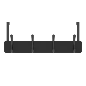 4 Black Hooks on Black Board Over Door Hook
