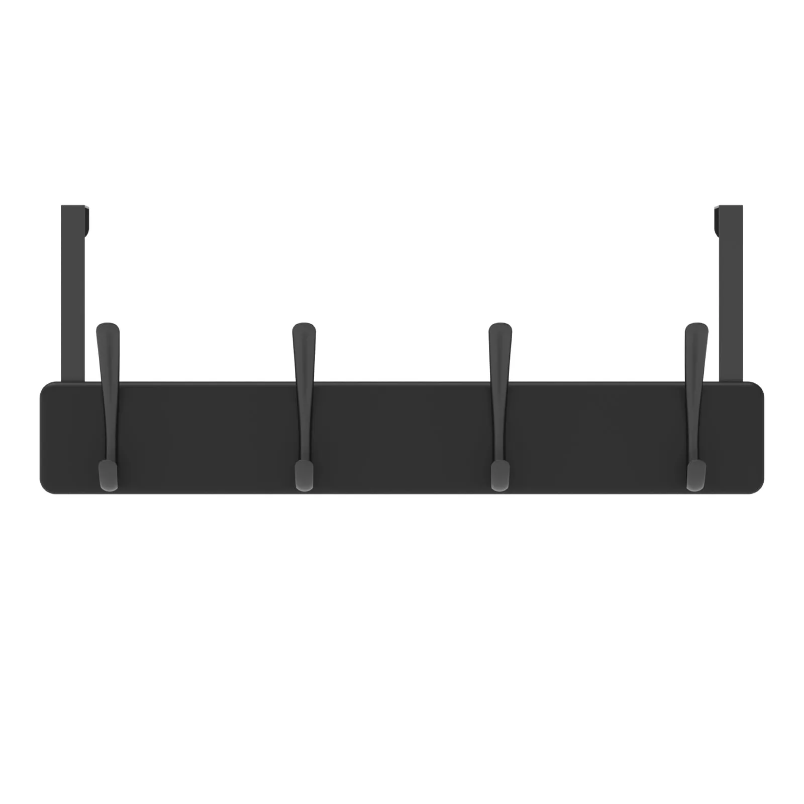 4 Black Hooks on Black Board Over Door Hook