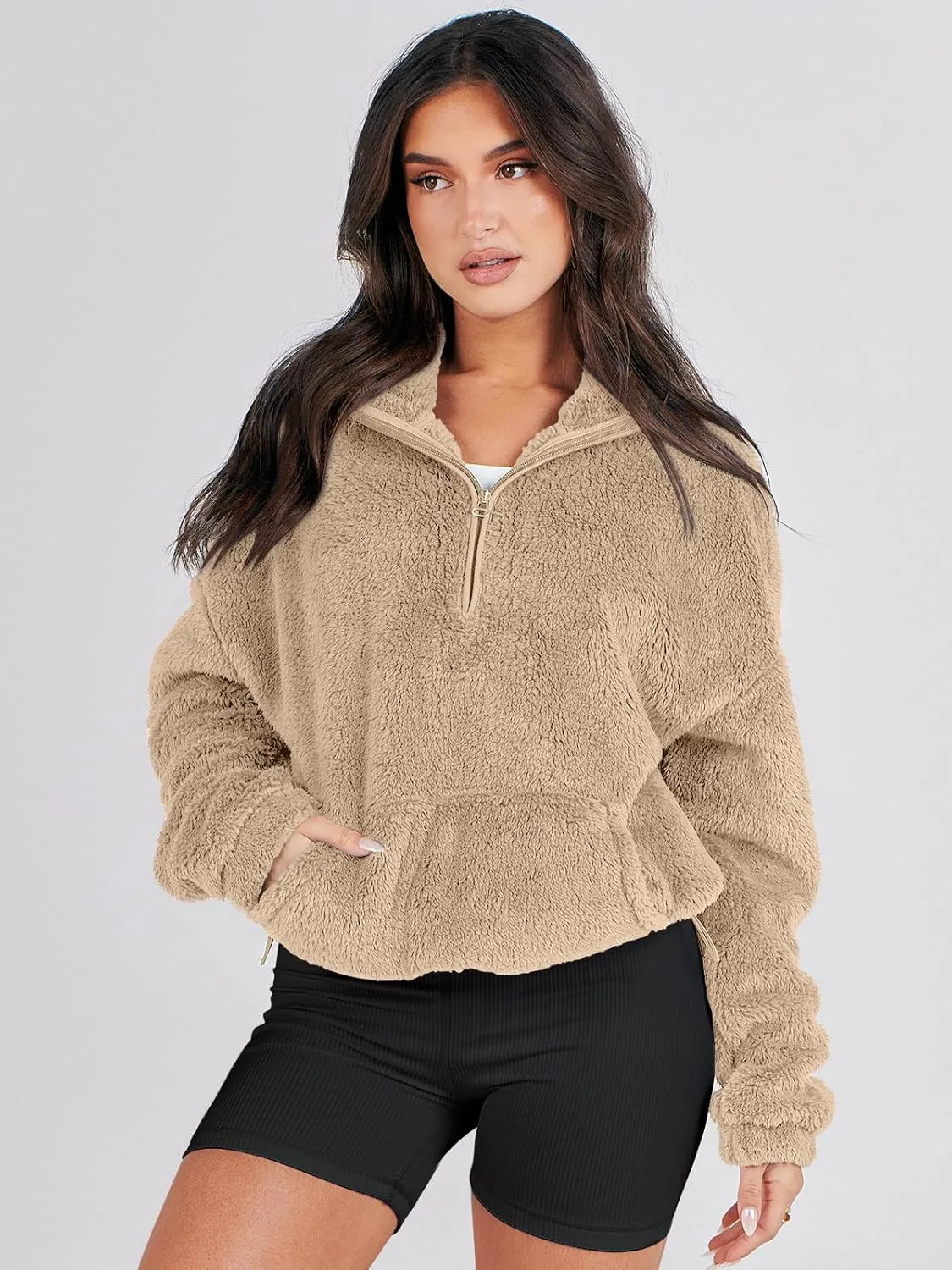 ANRABESS Womens Zip Up Hoodies Cropped Sweatshirts Fall Outfits Casual Hooded Pullover Sweaters Tops Winter Clothes 2024
