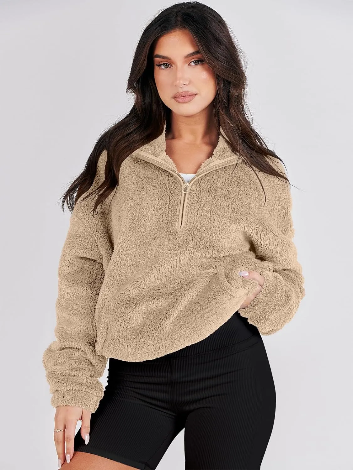 ANRABESS Womens Zip Up Hoodies Cropped Sweatshirts Fall Outfits Casual Hooded Pullover Sweaters Tops Winter Clothes 2024