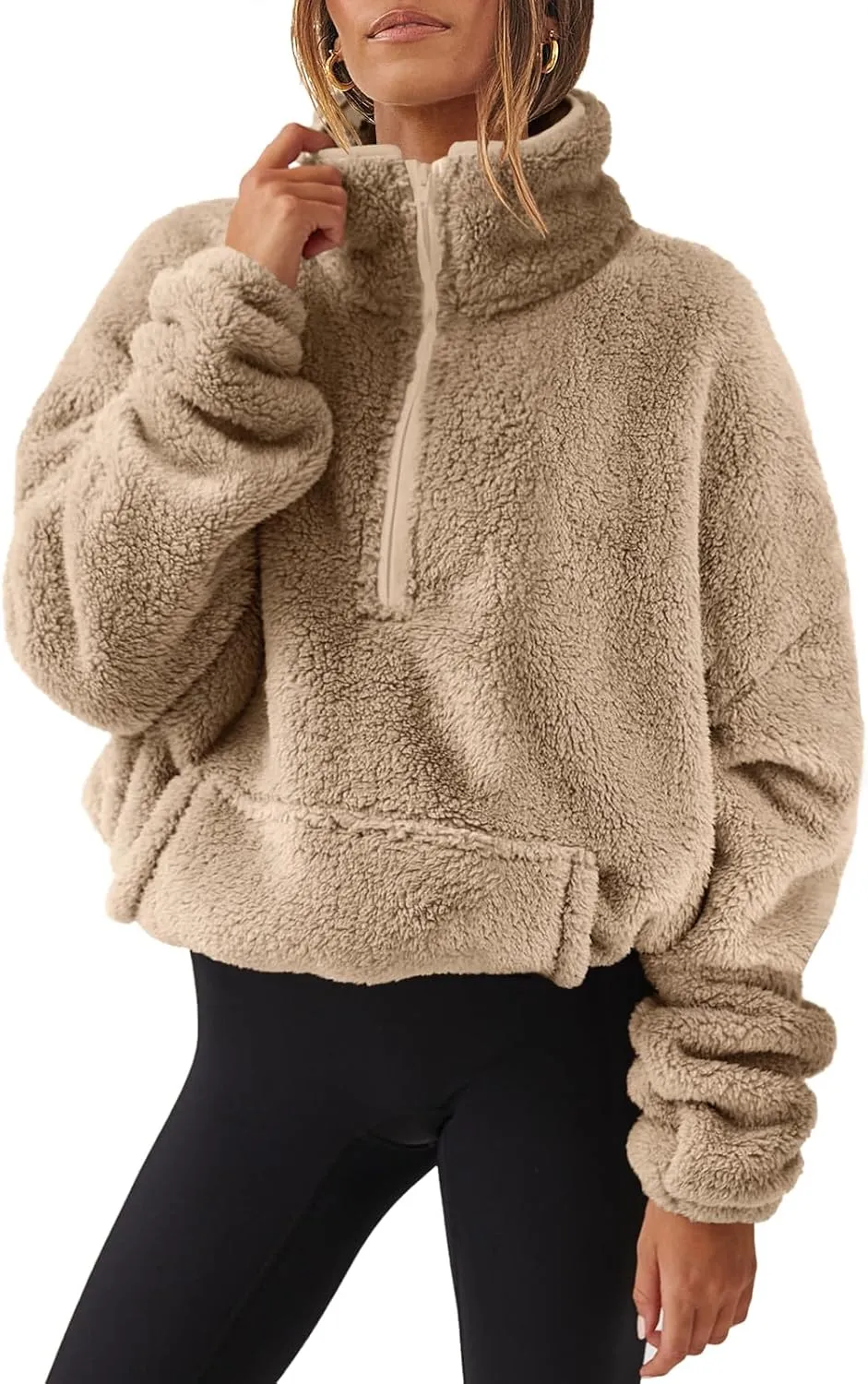 ANRABESS Womens Zip Up Hoodies Cropped Sweatshirts Fall Outfits Casual Hooded Pullover Sweaters Tops Winter Clothes 2024