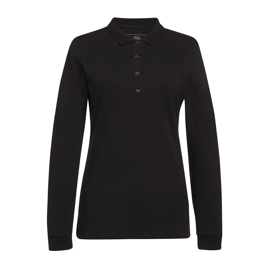 BA009-L Brook Taverner Anna Womens Long Sleeve Polo Shirt Black Size L