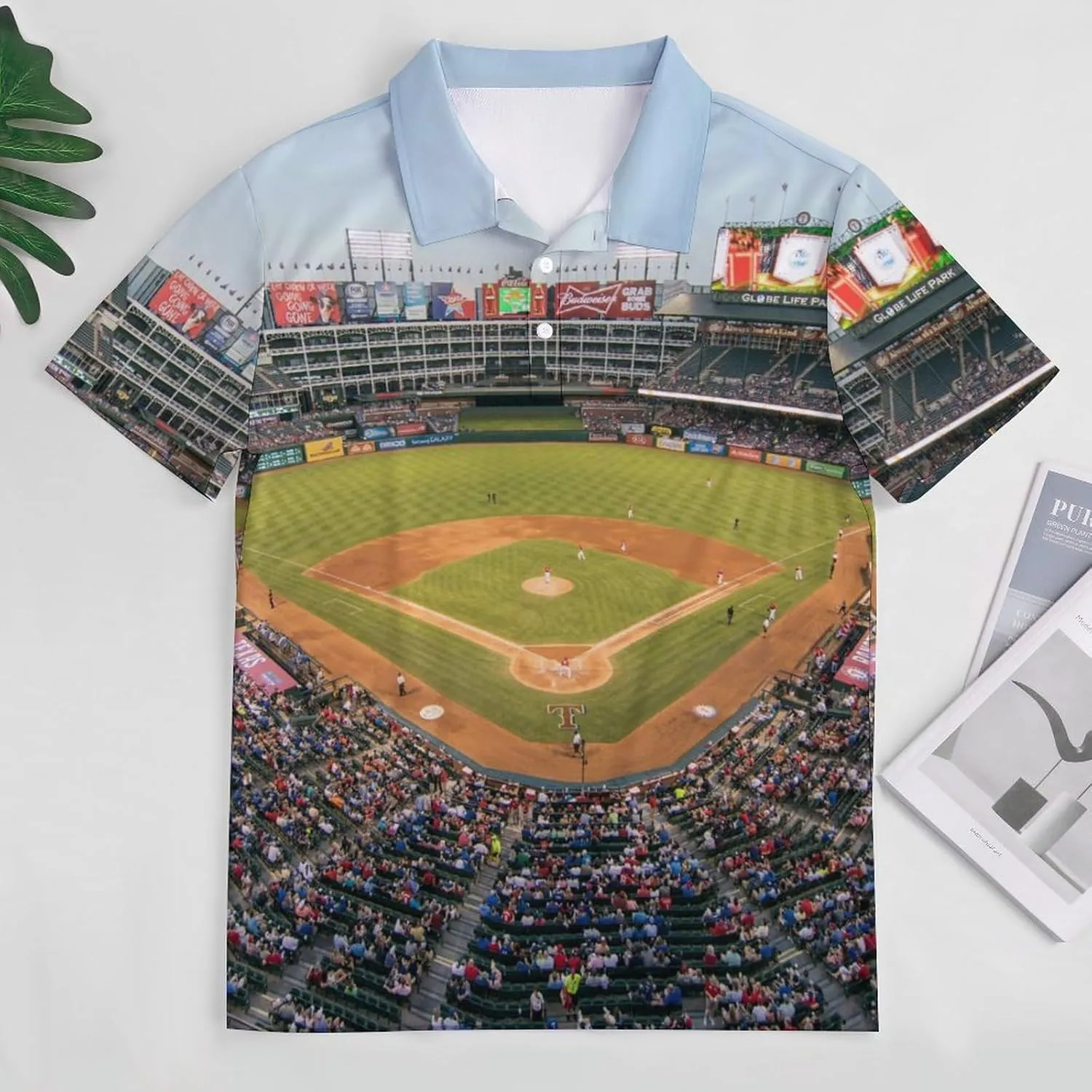 Baseball Ballpark Mens Polo Shirts Quick Dry Short Sleeve T-shirts Slim Tennis Collared Tees Tops