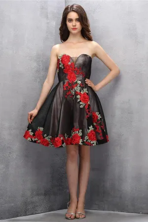Beauty Black Short Sweetheart Handmade Homecoming Dresses PFP1165