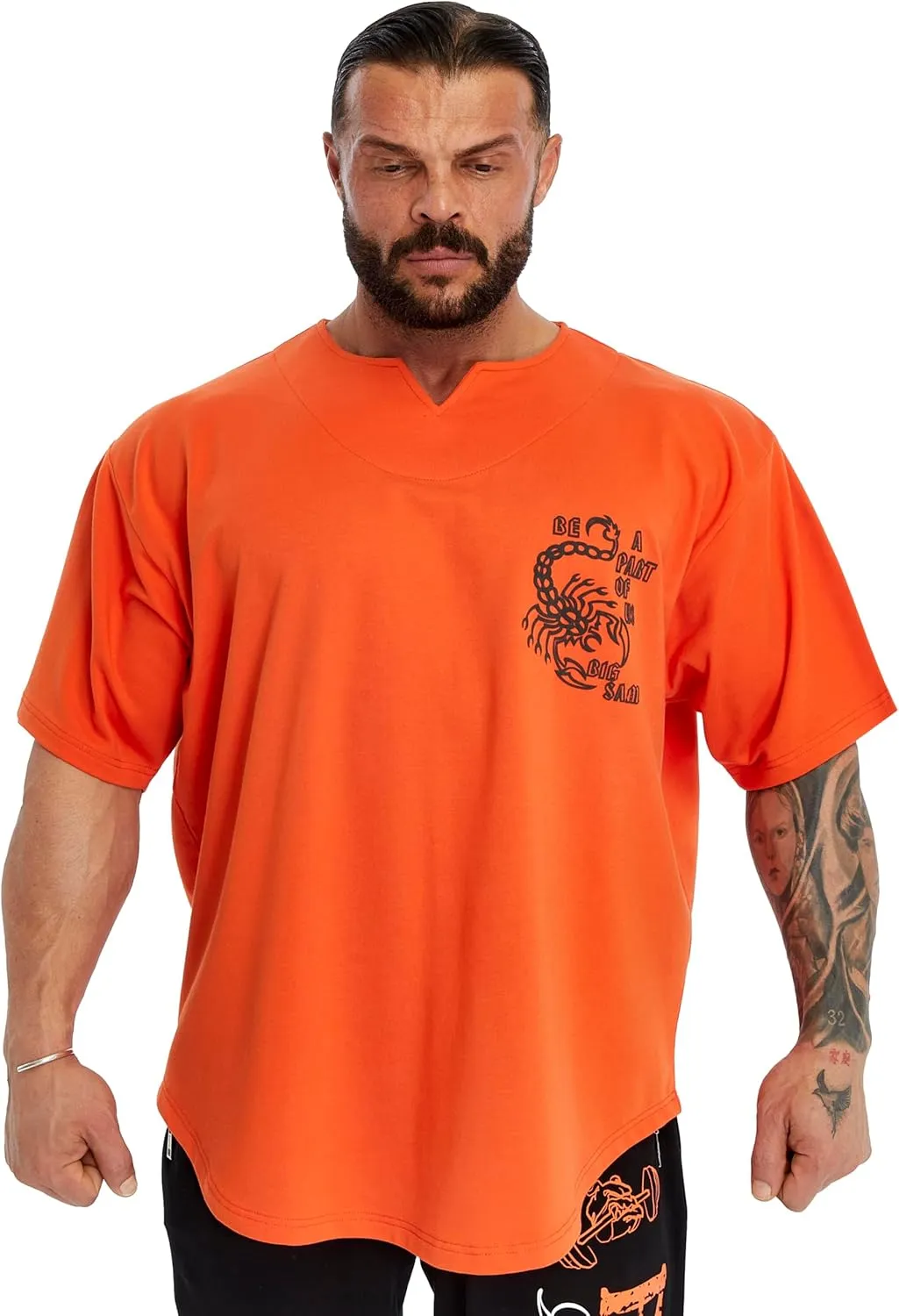 BIG SAM SPORTSWEAR COMPANY Men's Oversize T-Shirt Organic Cotton Breathable Workout, Lifting T-Shirt