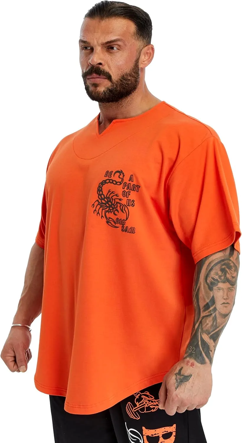 BIG SAM SPORTSWEAR COMPANY Men's Oversize T-Shirt Organic Cotton Breathable Workout, Lifting T-Shirt
