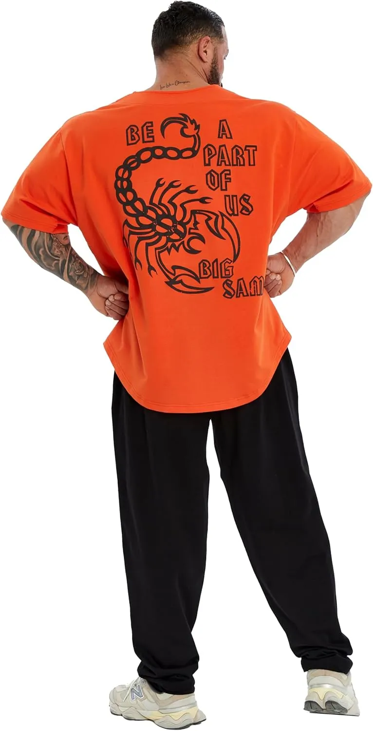 BIG SAM SPORTSWEAR COMPANY Men's Oversize T-Shirt Organic Cotton Breathable Workout, Lifting T-Shirt