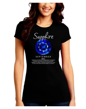 Birthstone Sapphire Juniors Petite Crew Dark T-Shirt