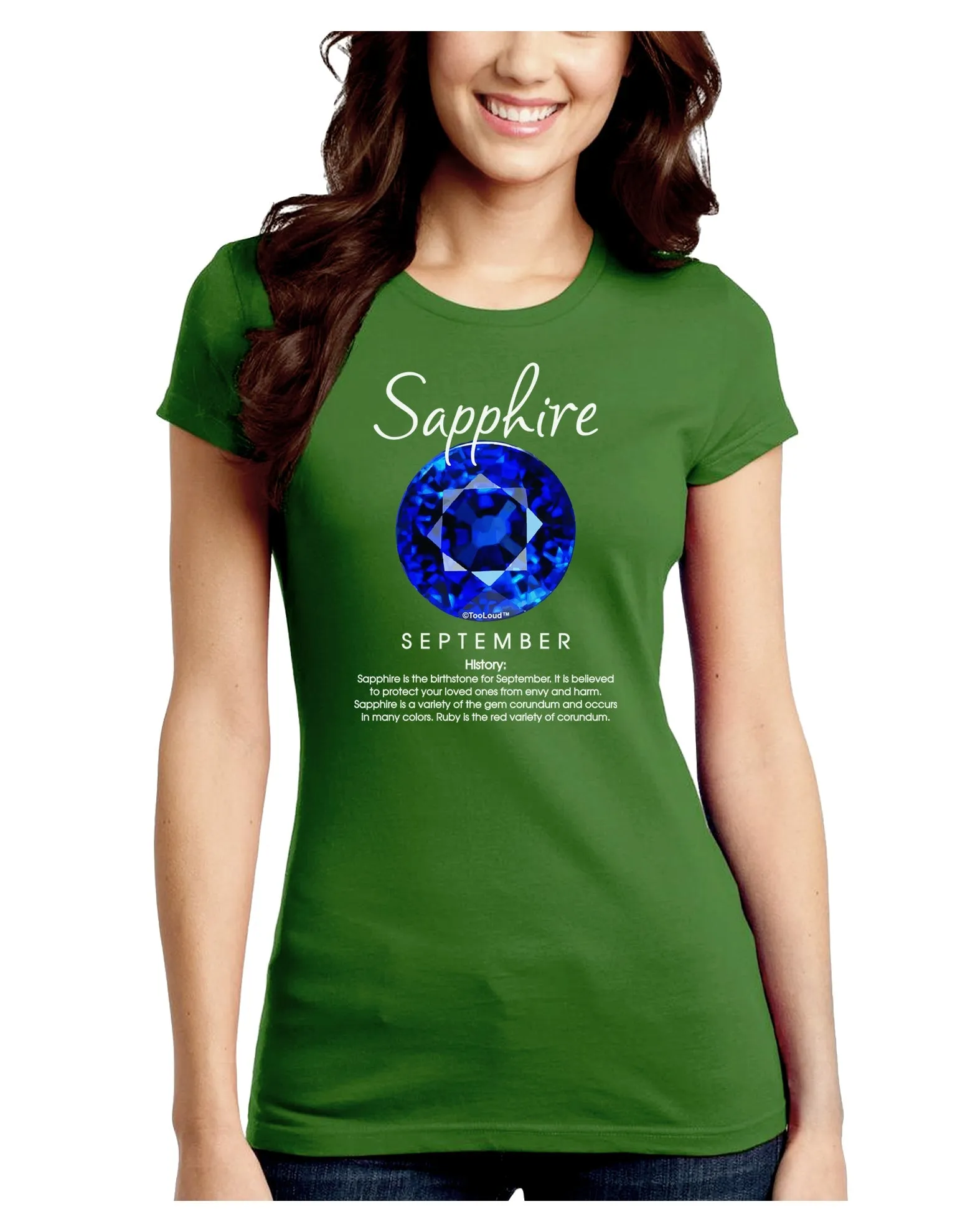 Birthstone Sapphire Juniors Petite Crew Dark T-Shirt