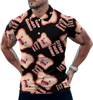 Bitten Toast Games Mens Polo Shirts Quick Dry Short Sleeve T-shirts Slim Tennis Collared Tees Tops