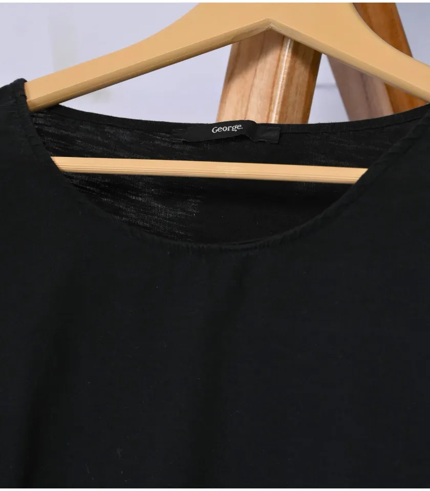 Black T Shirt with Black Knitted Work  by George