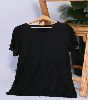 Black T Shirt with Black Knitted Work  by George