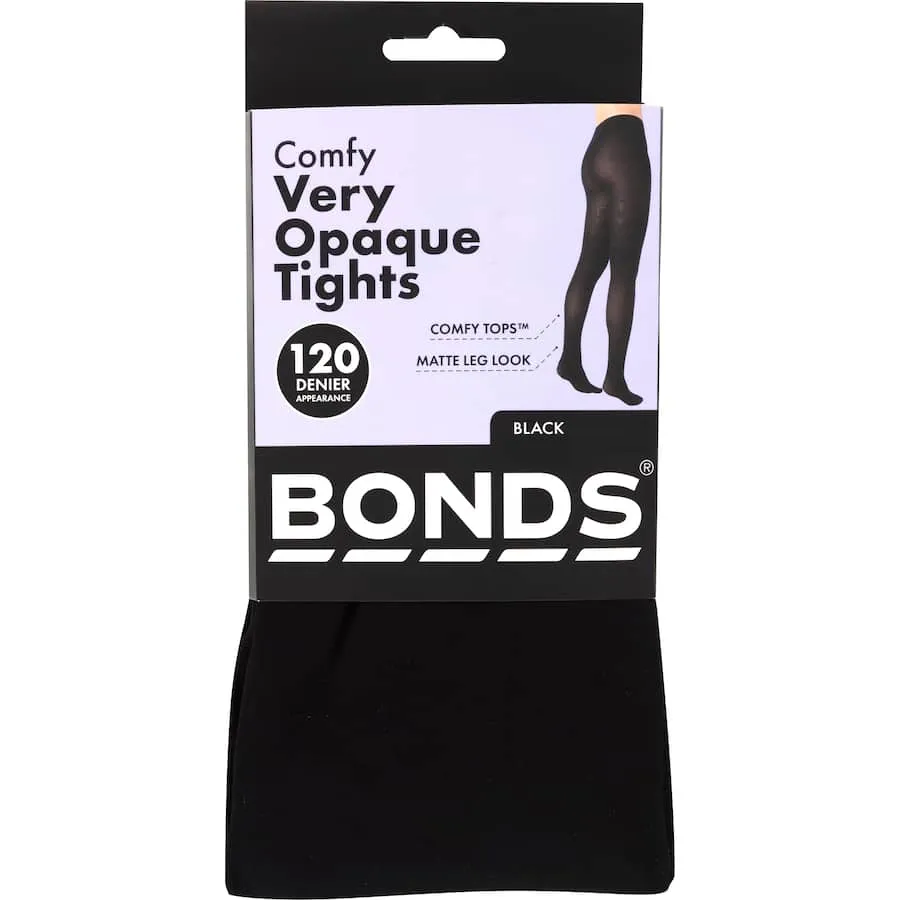 Bonds Comfy Tops Tights Medium - Large Black Semi Opaque