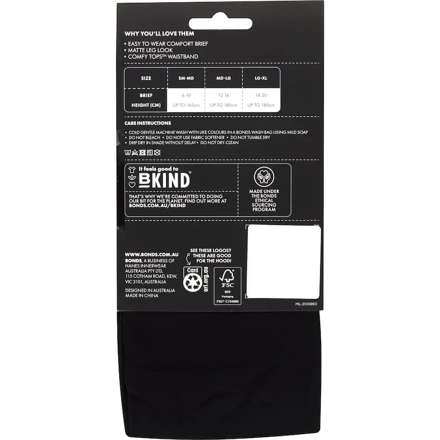 Bonds Comfy Tops Tights Medium - Large Semi Opaque Black 40 Denier