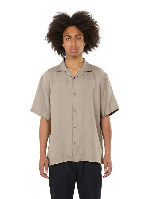 Box Short Sleeve Linen Shirt (Feather Gray) - Knowledge Cotton Apparel