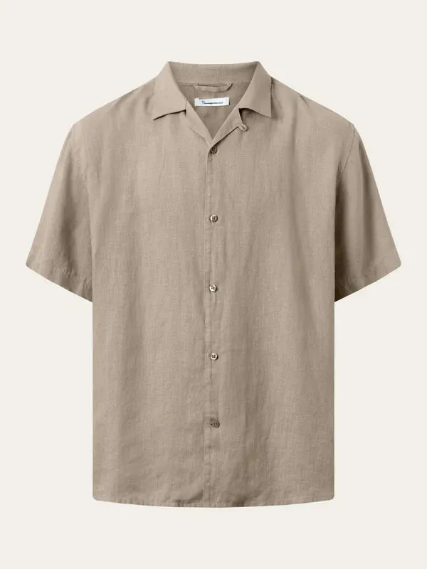Box Short Sleeve Linen Shirt (Feather Gray) - Knowledge Cotton Apparel