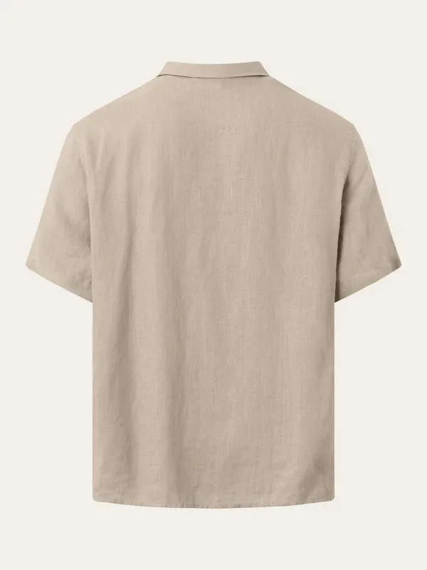 Box Short Sleeve Linen Shirt (Feather Gray) - Knowledge Cotton Apparel