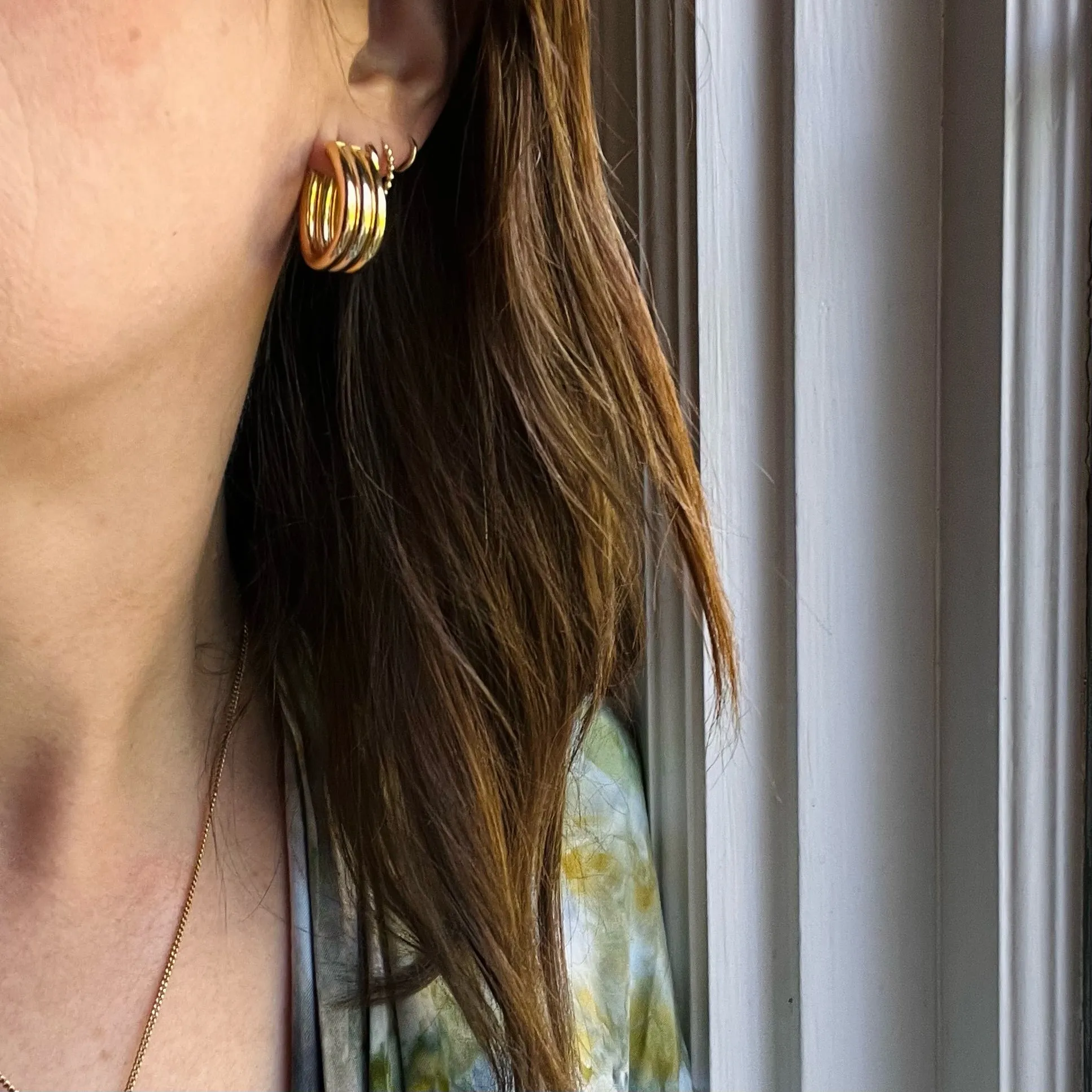 Chic Chunky Italian 18k Tri-Tone Gold Hoops