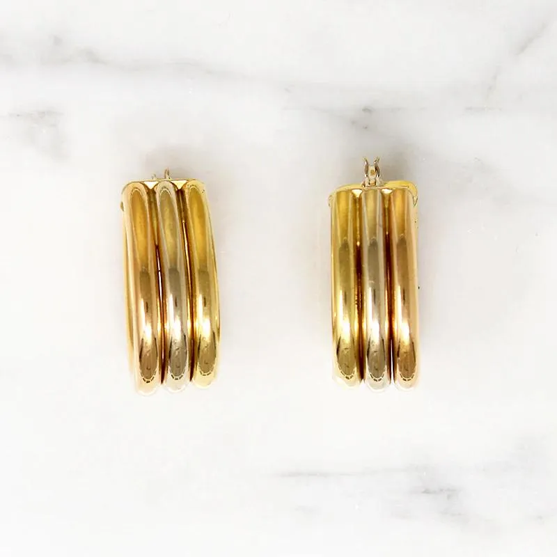 Chic Chunky Italian 18k Tri-Tone Gold Hoops
