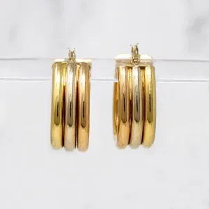 Chic Chunky Italian 18k Tri-Tone Gold Hoops