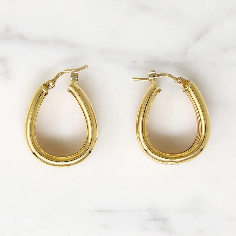 Chic Chunky Italian 18k Tri-Tone Gold Hoops