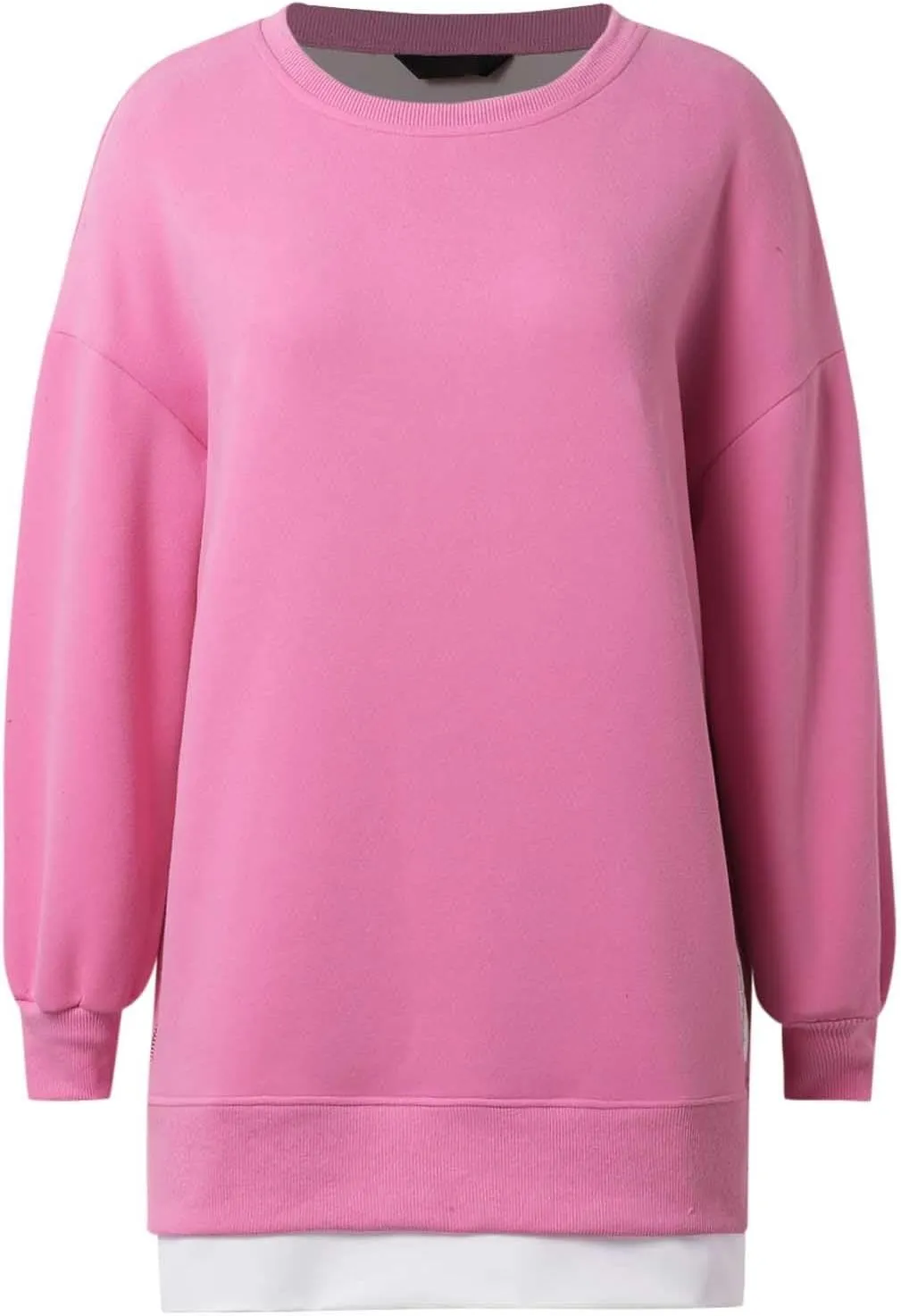Chic Me Womens Long Sleeve Zipper Slit Sweatshirt Casual Loose Oversized Pullover Zipper Trendy Hoodies