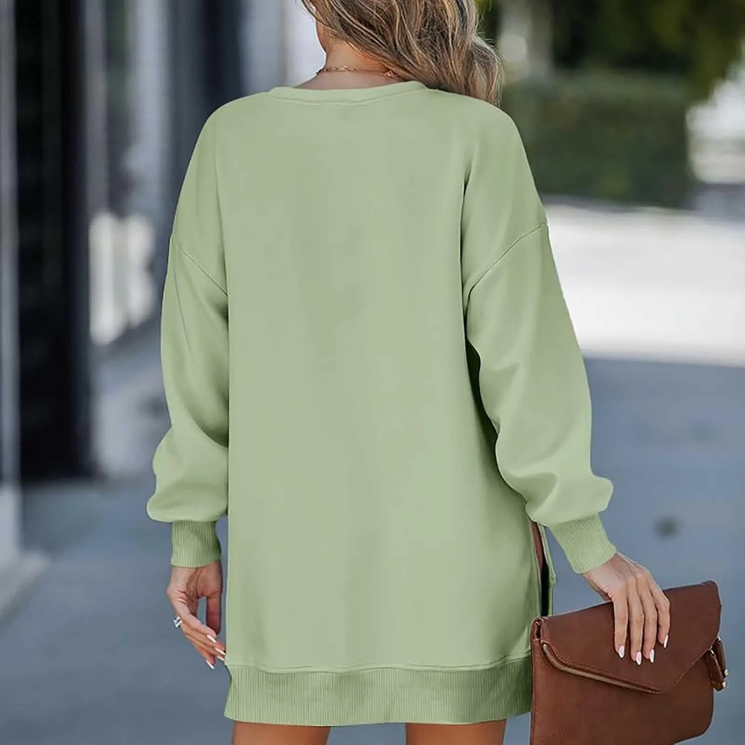 Chic Me Womens Long Sleeve Zipper Slit Sweatshirt Casual Loose Oversized Pullover Zipper Trendy Hoodies