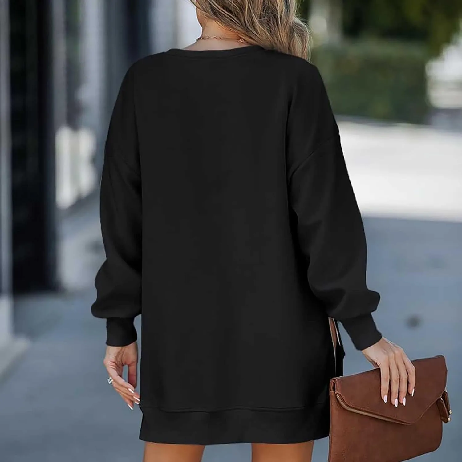 Chic Me Womens Long Sleeve Zipper Slit Sweatshirt Casual Loose Oversized Pullover Zipper Trendy Hoodies