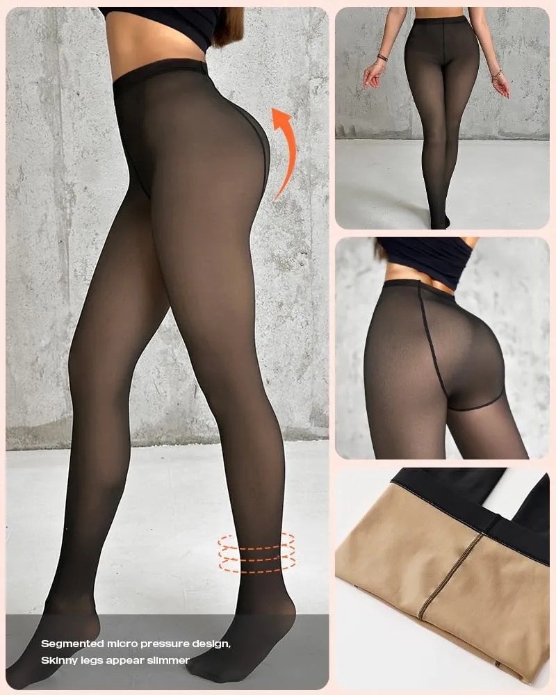 CHICME BEST SHOPPING DEALS Chic Me 2-Pack Magic Fleece Lined Leggings Thermal Pantyhose High Waist Leggings Tights