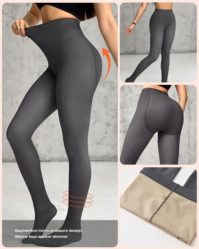 CHICME BEST SHOPPING DEALS Chic Me 2-Pack Magic Fleece Lined Leggings Thermal Pantyhose High Waist Leggings Tights