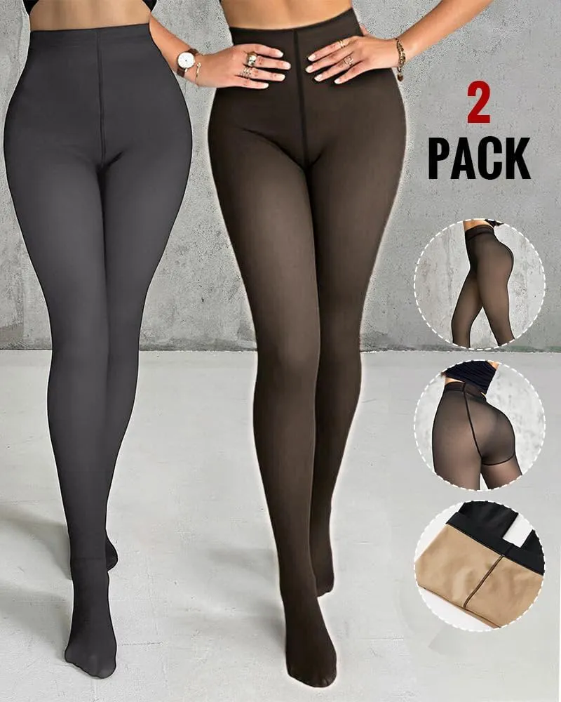 CHICME BEST SHOPPING DEALS Chic Me 2-Pack Magic Fleece Lined Leggings Thermal Pantyhose High Waist Leggings Tights