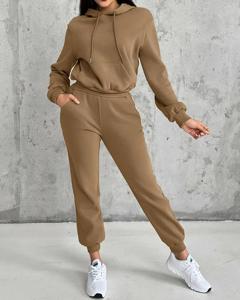 CHICME BEST SHOPPING DEALS Chic Me 2 Piece Jogger Set Long Sleeve Hoodie Pullover Tops Tracksuit Athletic Fall 0utfits