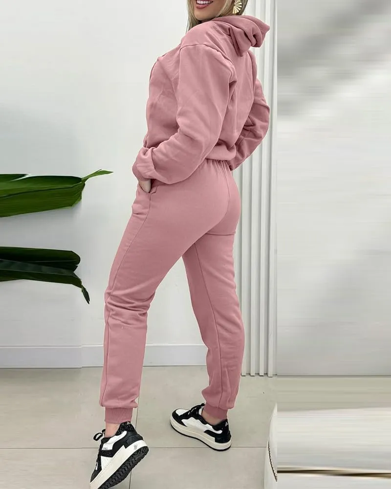 CHICME BEST SHOPPING DEALS Chic Me 2 Piece Jogger Set Long Sleeve Hoodie Pullover Tops Tracksuit Athletic Fall 0utfits