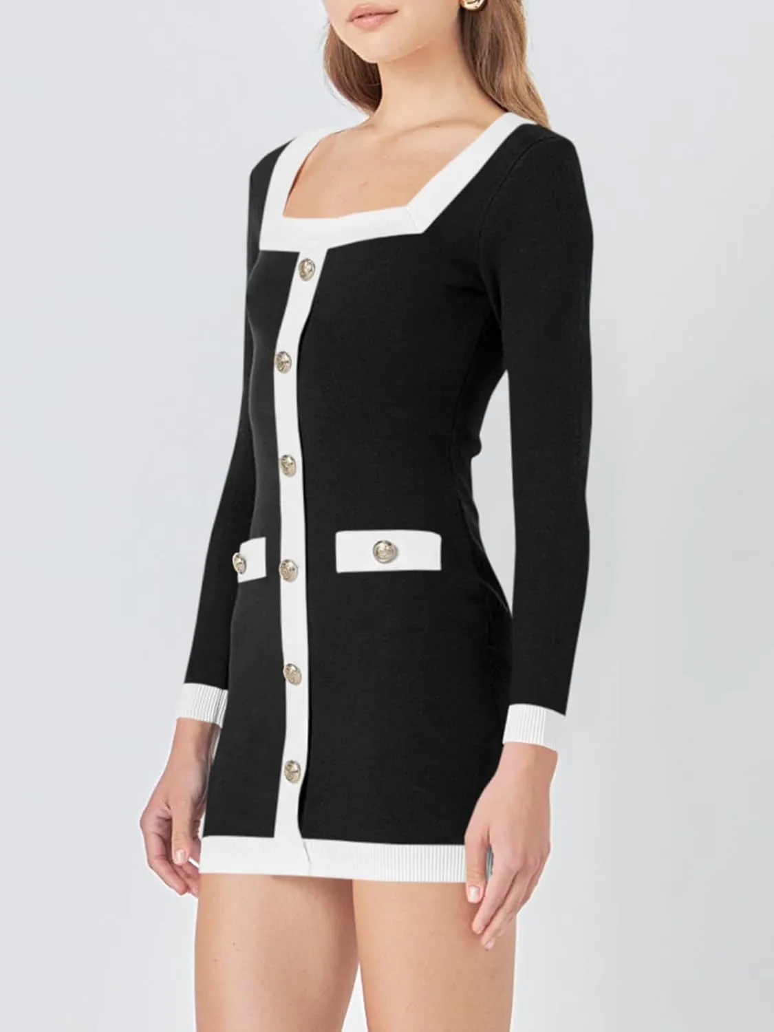 Cicy Bell Womens Sweater Mini Dress Long Sleeve Knitted Bodycon Elegant Business Formal Dresses
