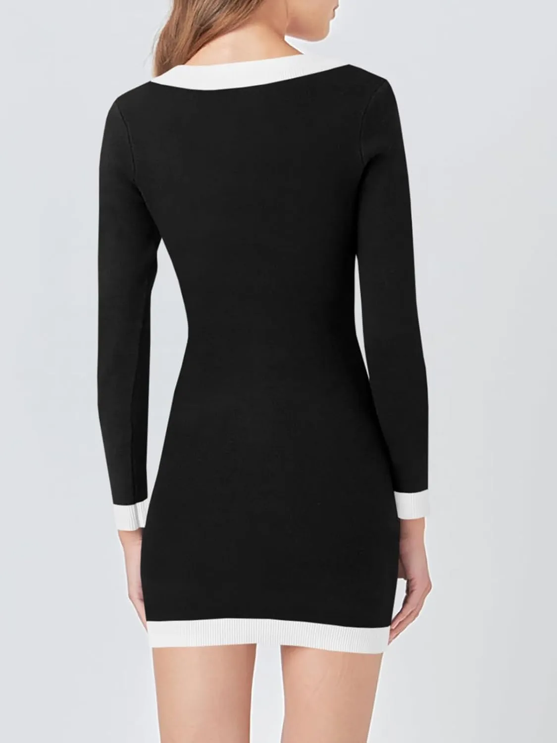 Cicy Bell Womens Sweater Mini Dress Long Sleeve Knitted Bodycon Elegant Business Formal Dresses