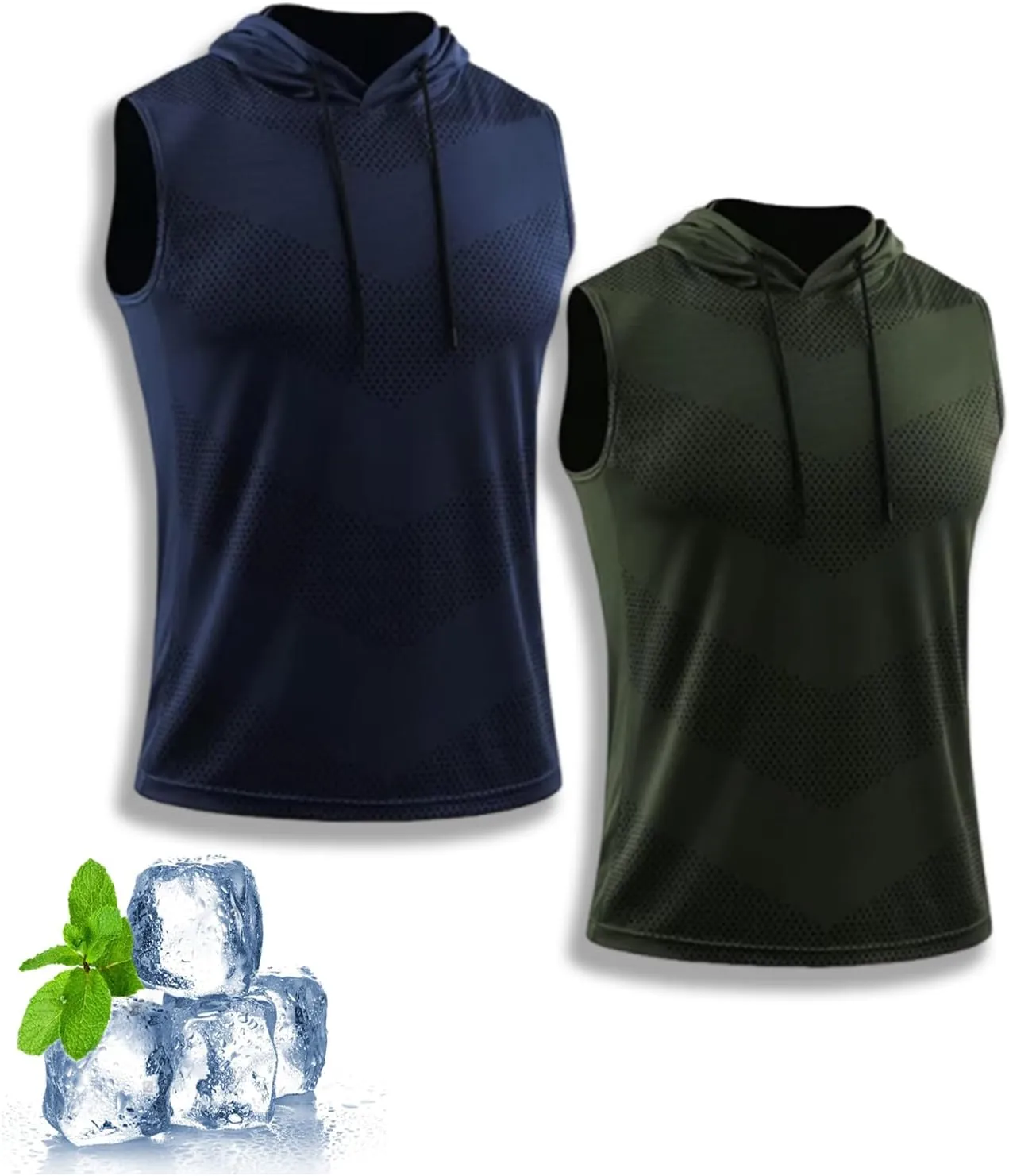 Convenientto 3-Pack Sleeveless Hooded Workout Shirts, Men's Quick-Dry Gym Hiking Sports Breathable Tee