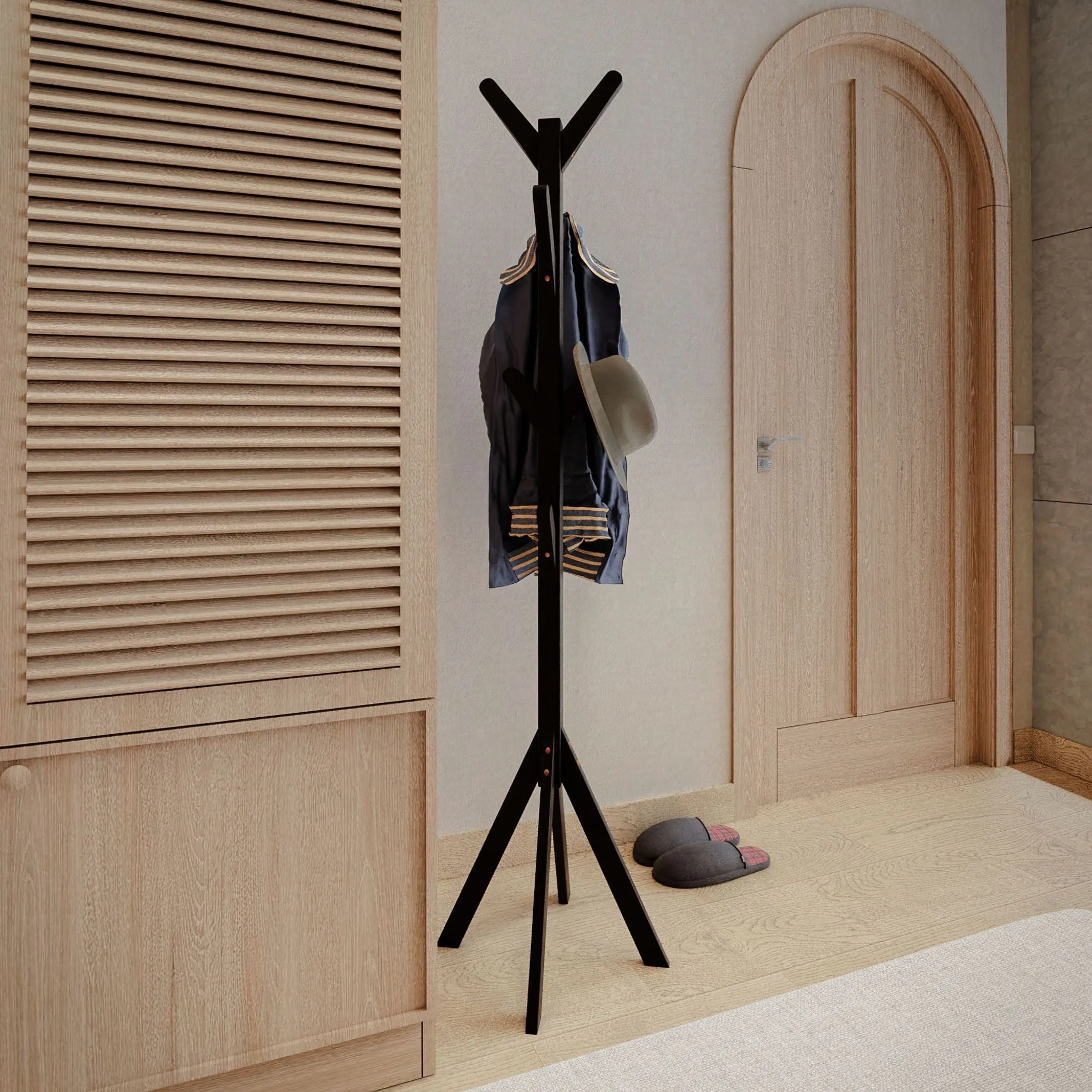 Cortesi Home Gunther Wooden Coat Rack Tree, Dark Espresso 8 hooks