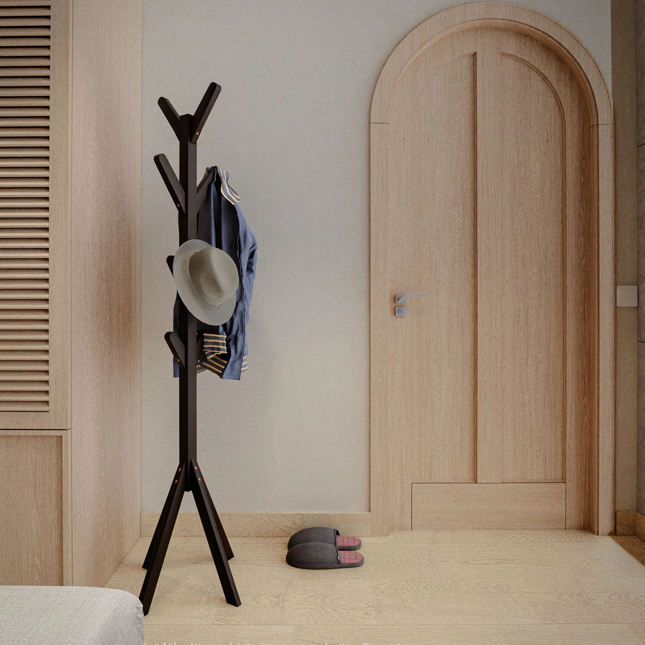 Cortesi Home Gunther Wooden Coat Rack Tree, Dark Espresso 8 hooks