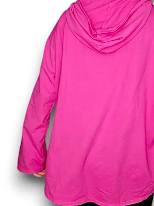 COTTON ZIP HOODIE HOT PINK