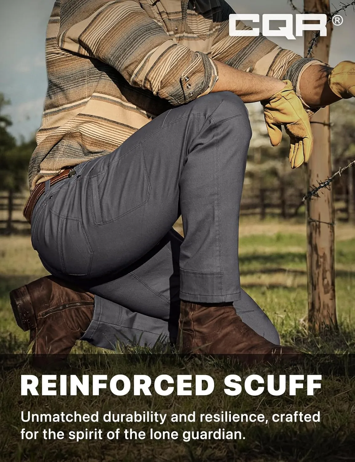 CQR Men's Motion Utility Casual Pants, Regular Fit Lightweight Work Pants, Water Resistant Outdoor Stretch Pants with Pockets