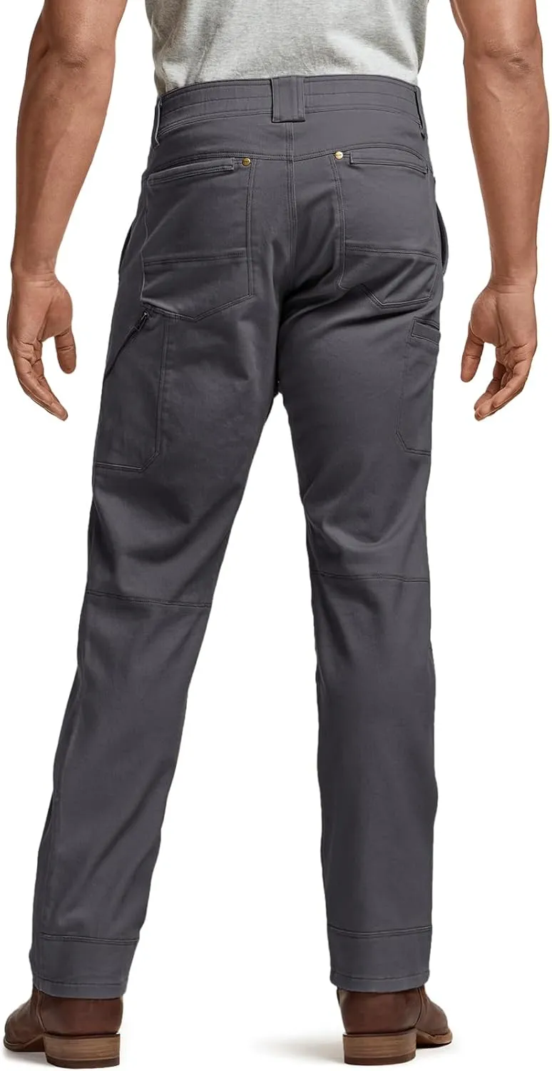 CQR Men's Motion Utility Casual Pants, Regular Fit Lightweight Work Pants, Water Resistant Outdoor Stretch Pants with Pockets