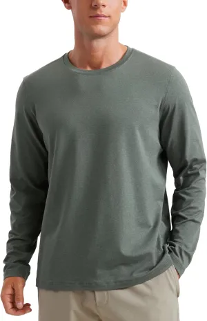 CRZ YOGA Cloud Jersey Mens Long Sleeve Shirts Breathable Casual Workout Crewneck T-Shirts Soft Basic Tops