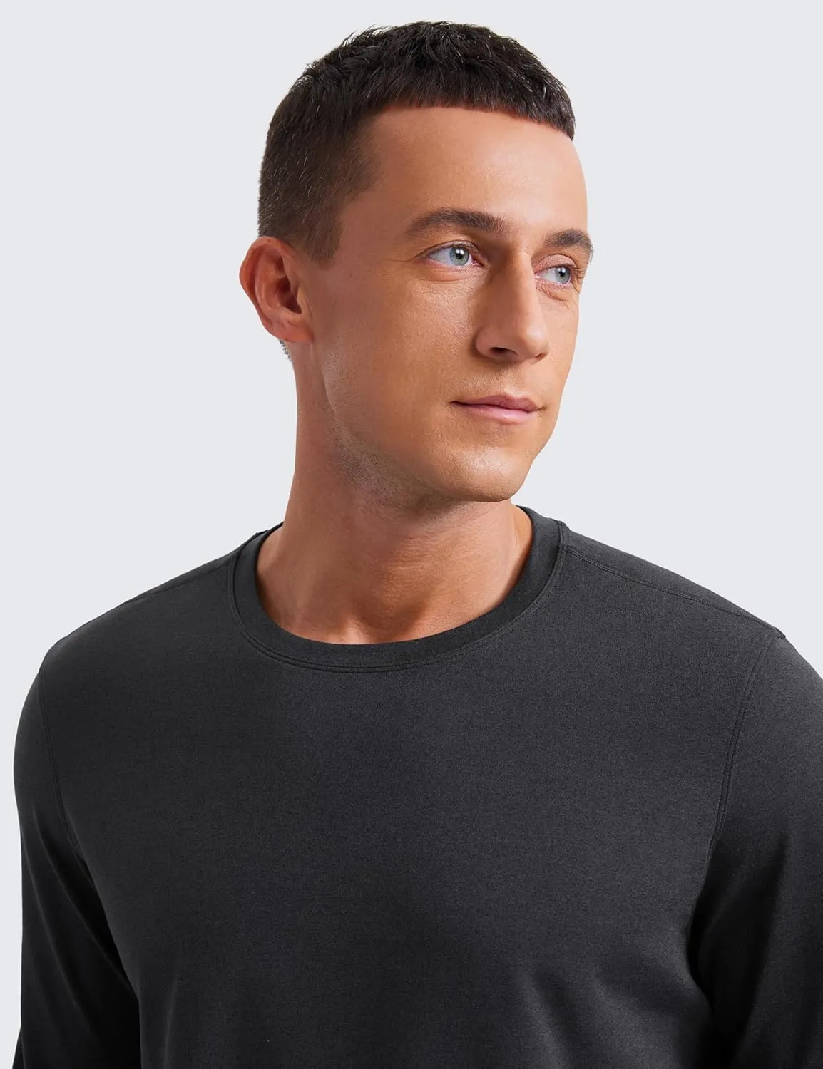 CRZ YOGA Cloud Jersey Mens Long Sleeve Shirts Breathable Casual Workout Crewneck T-Shirts Soft Basic Tops