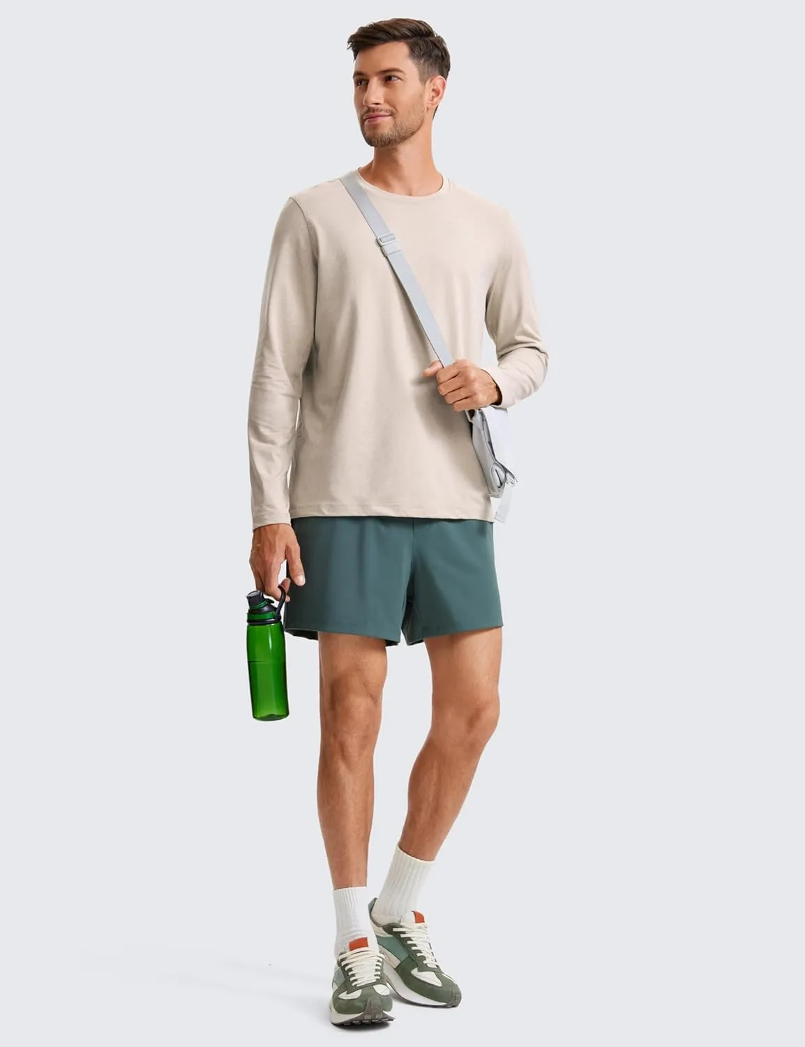 CRZ YOGA Cloud Jersey Mens Long Sleeve Shirts Breathable Casual Workout Crewneck T-Shirts Soft Basic Tops