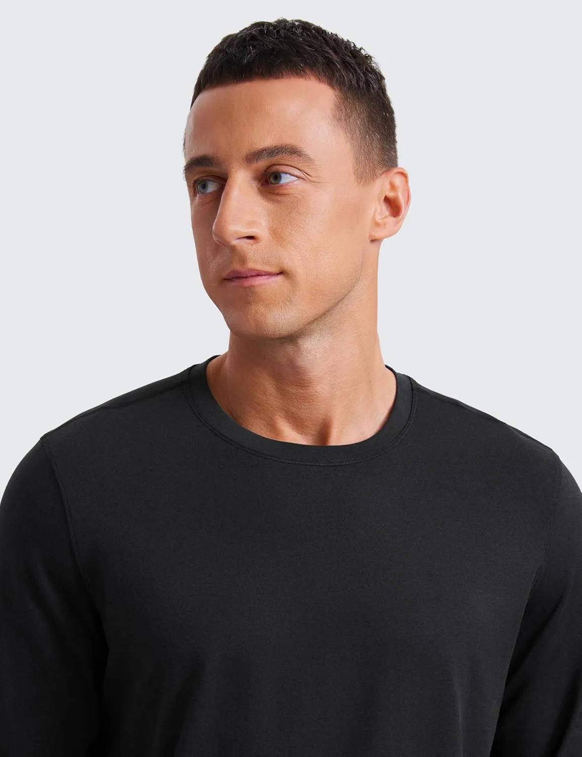 CRZ YOGA Cloud Jersey Mens Long Sleeve Shirts Breathable Casual Workout Crewneck T-Shirts Soft Basic Tops