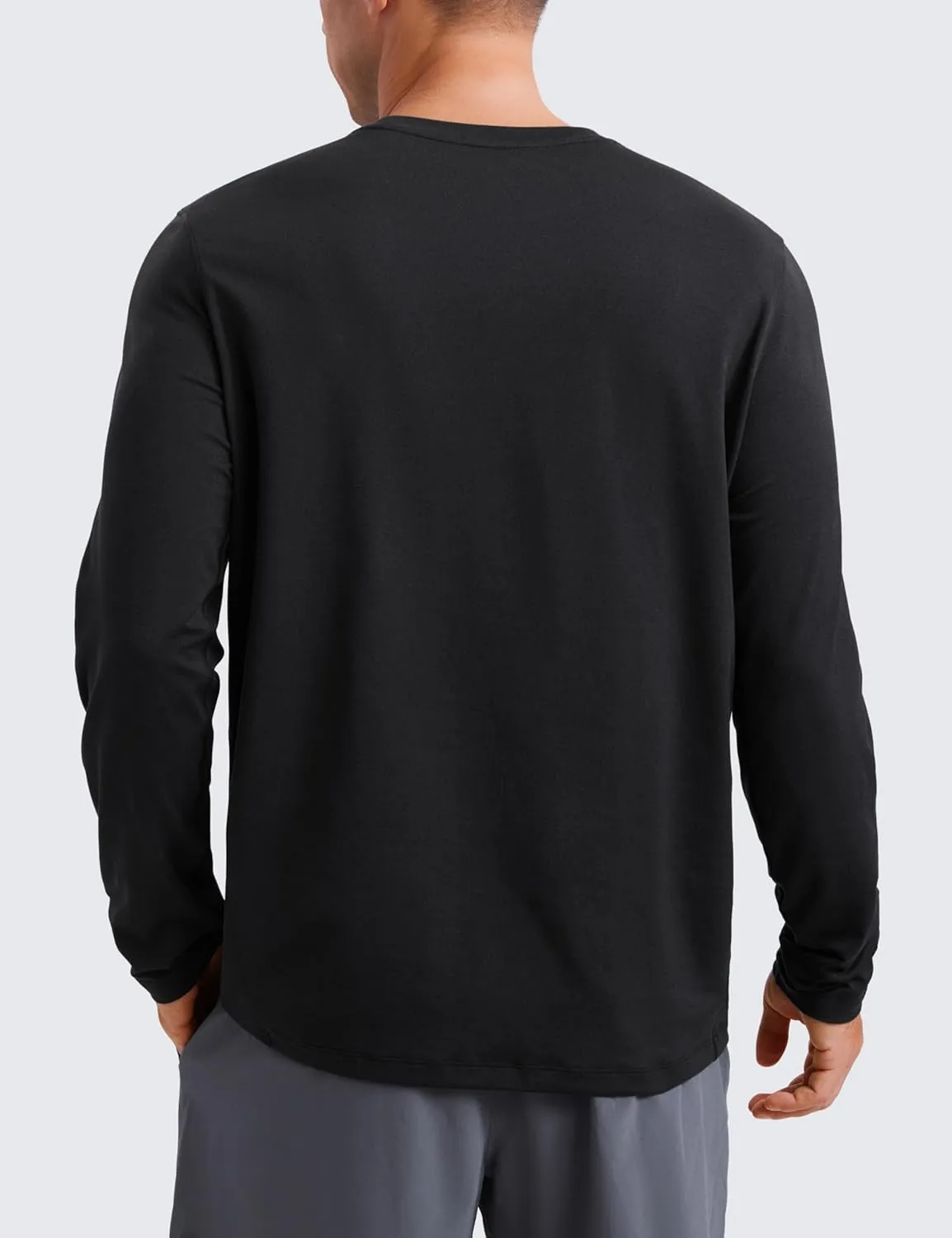 CRZ YOGA Cloud Jersey Mens Long Sleeve Shirts Breathable Casual Workout Crewneck T-Shirts Soft Basic Tops