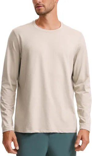 CRZ YOGA Cloud Jersey Mens Long Sleeve Shirts Breathable Casual Workout Crewneck T-Shirts Soft Basic Tops