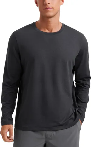 CRZ YOGA Cloud Jersey Mens Long Sleeve Shirts Breathable Casual Workout Crewneck T-Shirts Soft Basic Tops